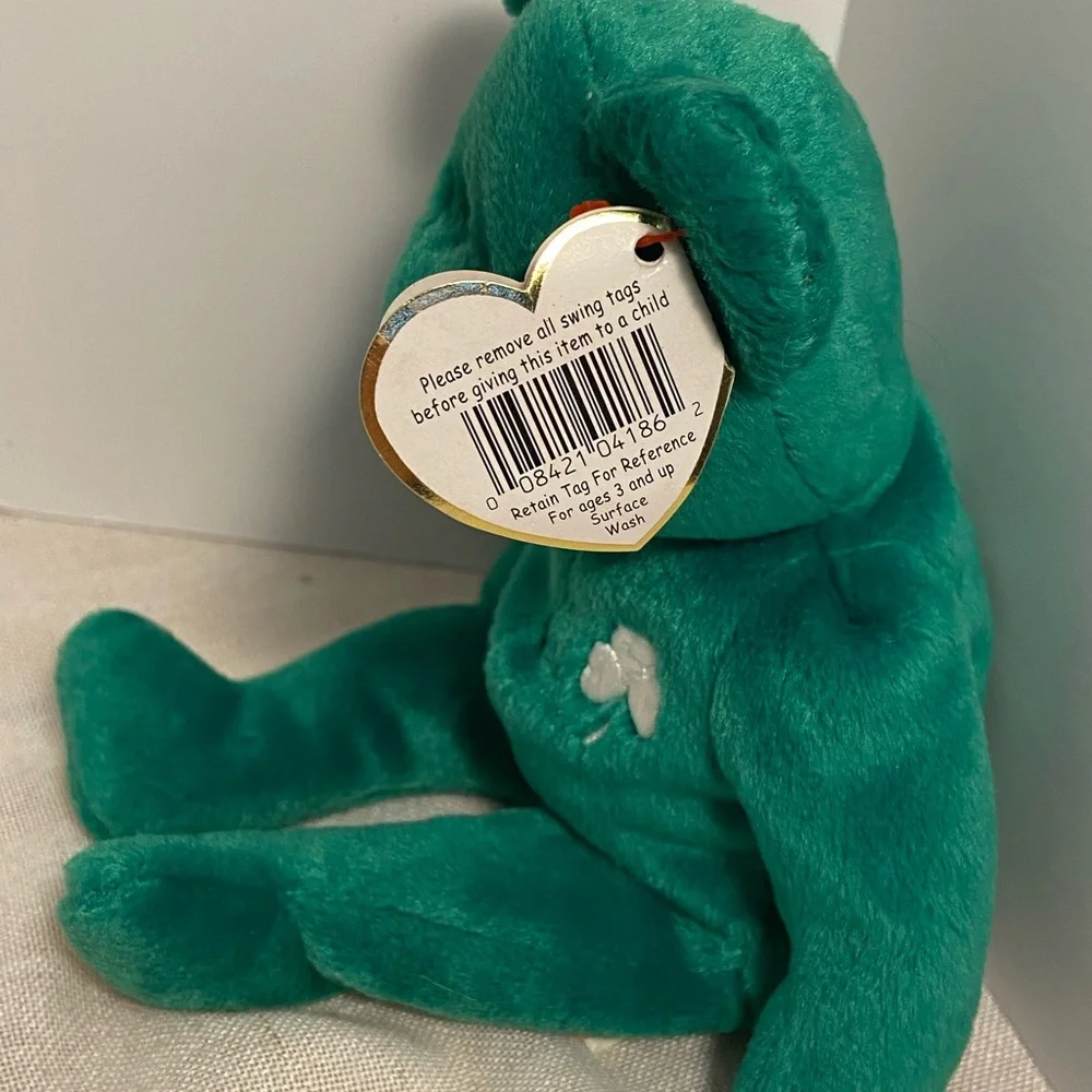 TY Erin Beanie Baby Babies Erin embroidered shamrock teddy bear 90s 1997 vintage - Picture 16 of 16